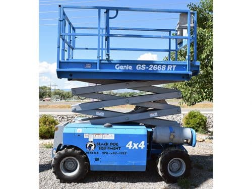 Side profile of Genie 2668RT Scissor Lift Rental