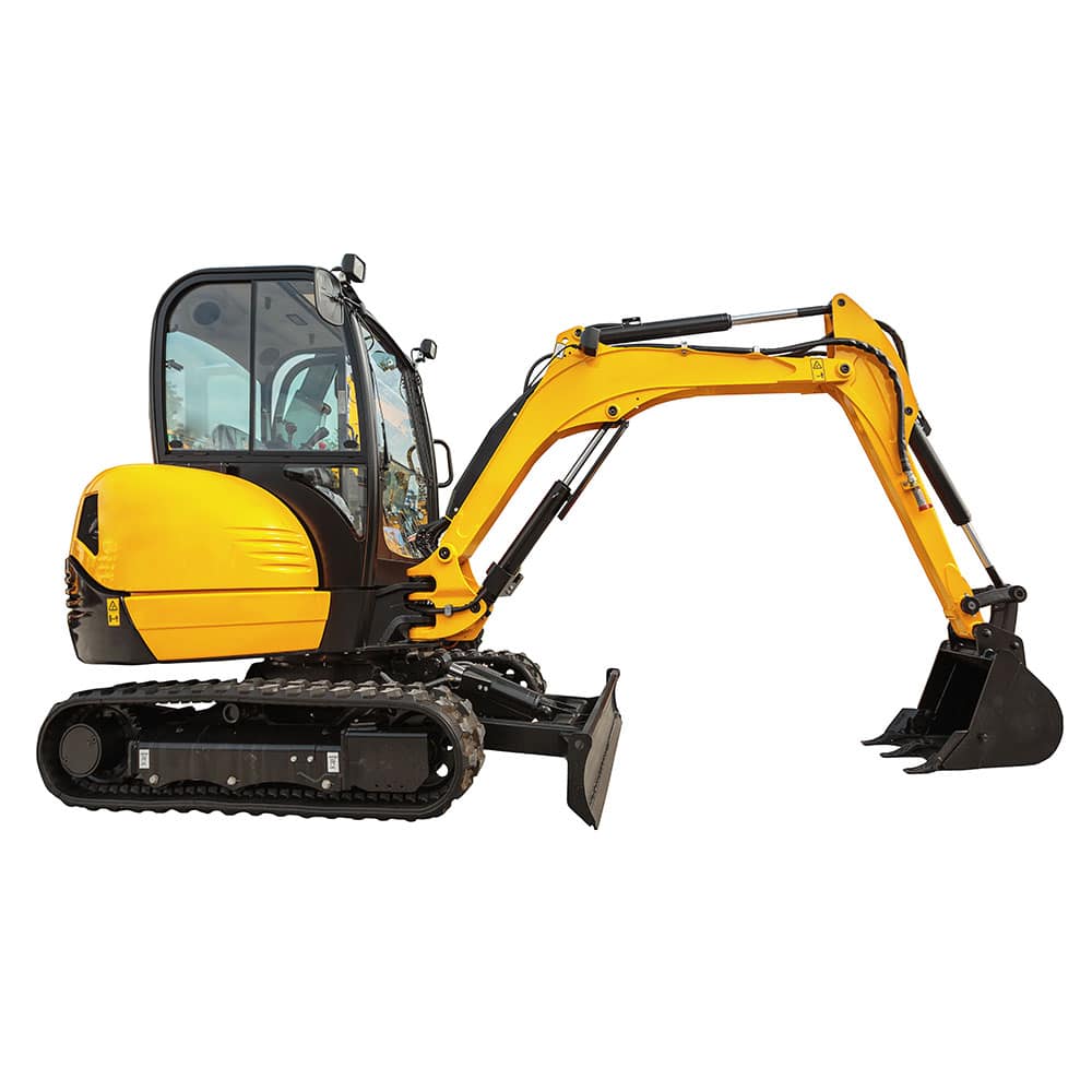 Mini excavator on white background