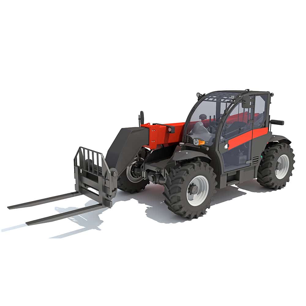 Telehandler on white background