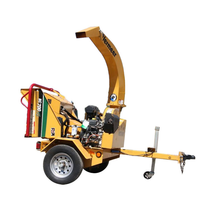 Yellow wood chipper on white background