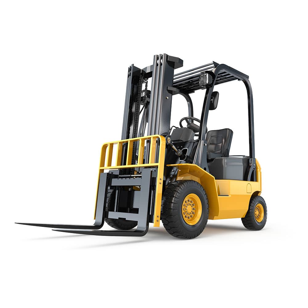 Warehouse forklift on white background